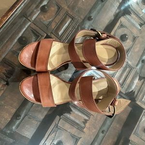 Stuart Weitzman brown wedges, sandals,